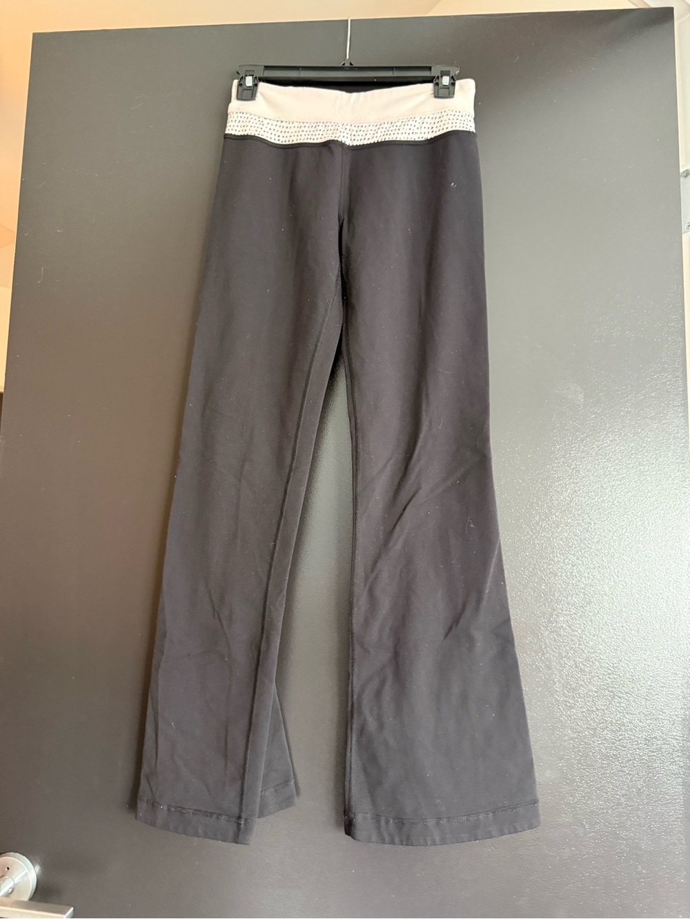 lululemon athletica Black Flare Leggings with Cream Waistband
